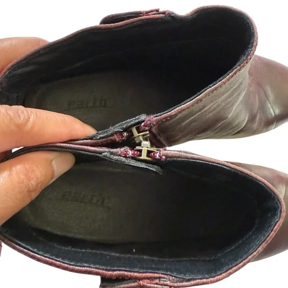 Earth Hope Garnet Leather Zip Up Block Heel Ankle Boots Shoes Women's Size 10 B - Picture 11 of 12